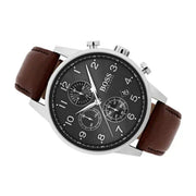  Shop Authentic Hugo Boss Navigator Grey Dial Brown Leather Strap Watch for Men - 1513494 - Luxxuri