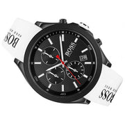  Shop Authentic Hugo Boss Velocity Black Dial White Rubber Strap Watch for Men - 1513718 - Luxxuri