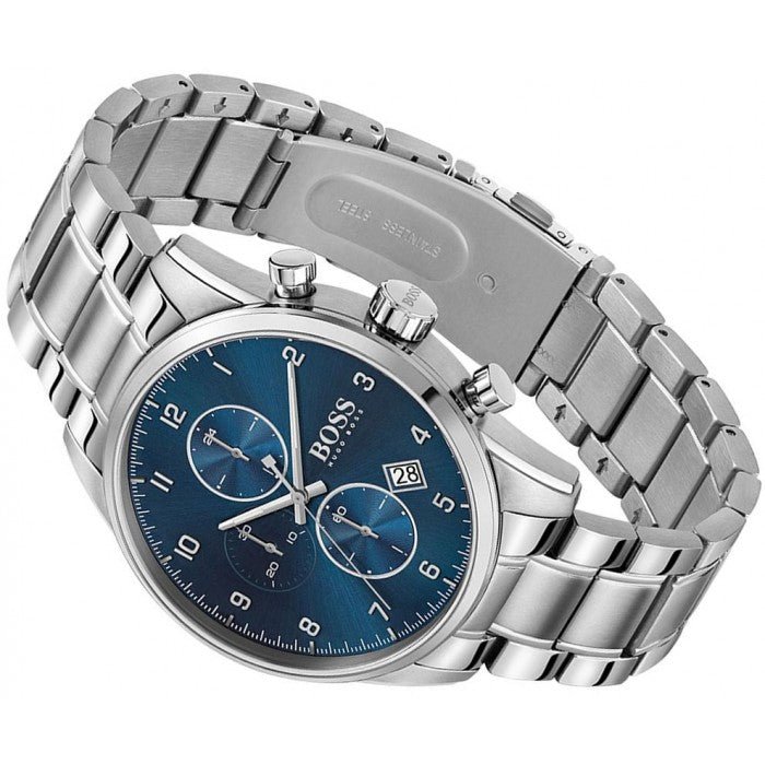  Shop Authentic Hugo Boss Skymaster Blue Dial Silver Steel Strap Watch for Men - 1513784 - Luxxuri