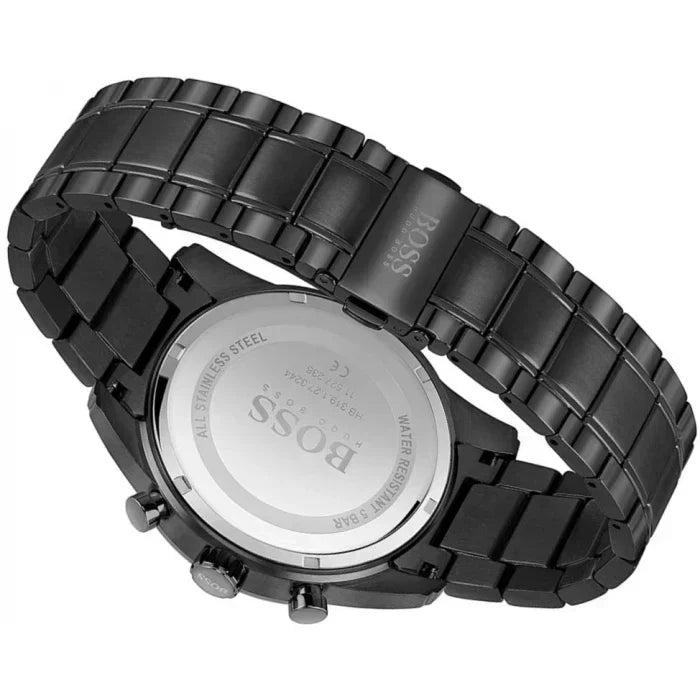  Shop Authentic Hugo Boss Skymaster Chronograph Black Dial Black Steel Strap Watch for Men - 1513785 - Luxxuri
