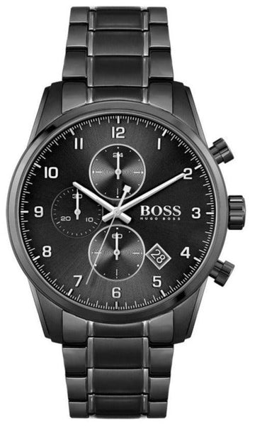  Shop Authentic Hugo Boss Skymaster Chronograph Black Dial Black Steel Strap Watch for Men - 1513785 - Luxxuri