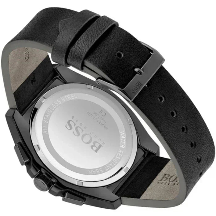  Shop Authentic Hugo Boss Grandmaster Blue Dial Black Leather Strap Watch for Men - 1513883 - Luxxuri