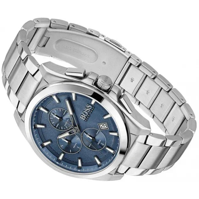  Shop Authentic Hugo Boss Grandmaster Blue Dial Silver Steel Strap Watch for Men - 1513884 - Luxxuri