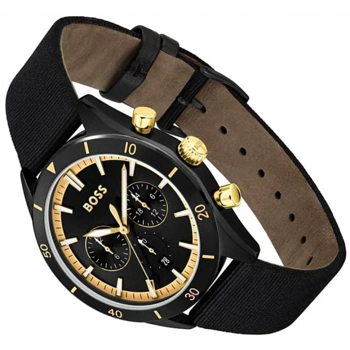  Shop Authentic Hugo Boss Santiago Black Dial Black Nylon Strap Watch for Men - 1513935 - Luxxuri