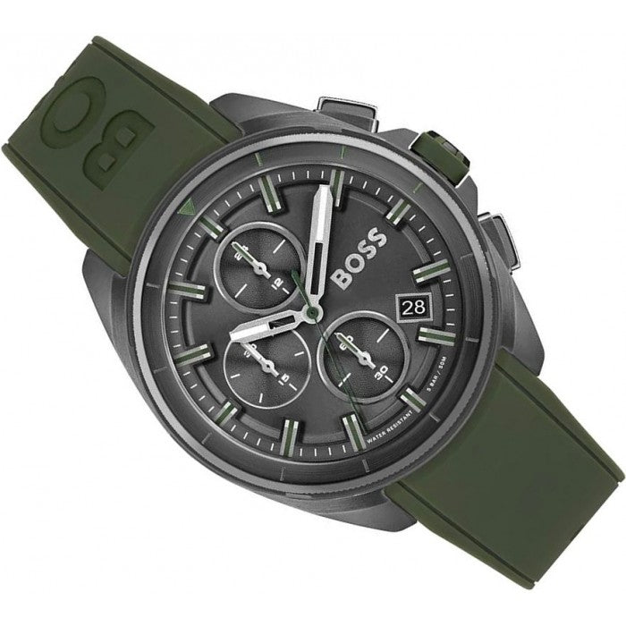  Shop Authentic Hugo Boss Volane Chronograph Grey Dial Green Rubber Strap Watch For Men - 1513952 - Luxxuri