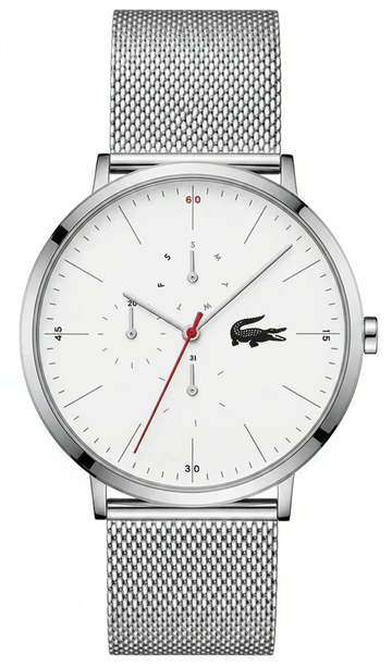 Lacoste Moon Multifunction White Dial Silver Steel Strap Watch for Men - 2011025