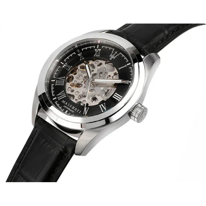  Shop Authentic Maserati Traguardo Automatic Black Dial Black Leather Strap Watch For Men - R8871612001 - Luxxuri
