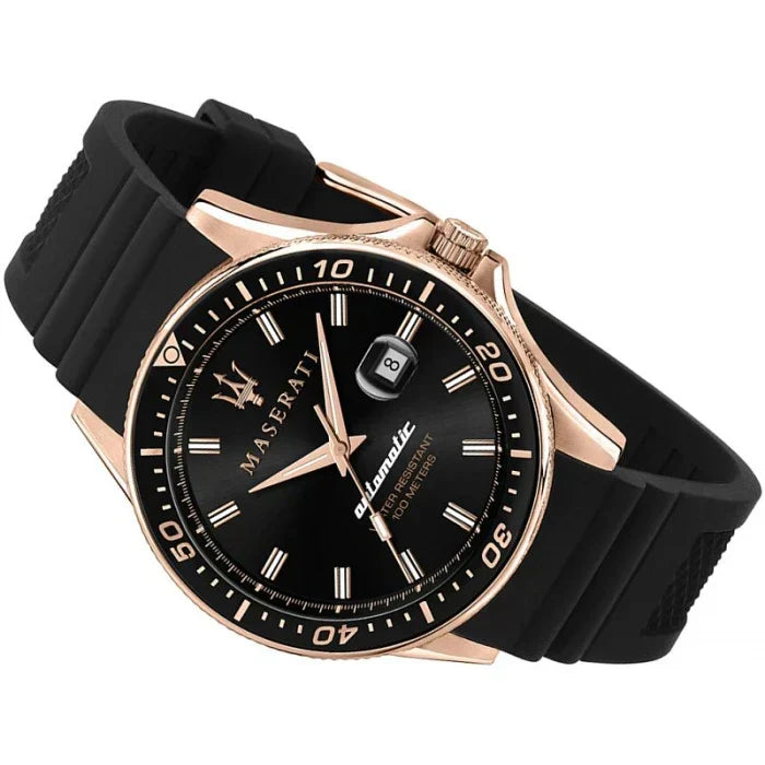  Shop Authentic Maserati SFIDA Automatic Black Dial Black Rubber Strap Watch For Men - R8821140001 - Luxxuri