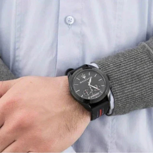  Shop Authentic Maserati Traguardo Chronograph Black Dial Black Rubber Strap Watch For Men - R8871612004 - Luxxuri