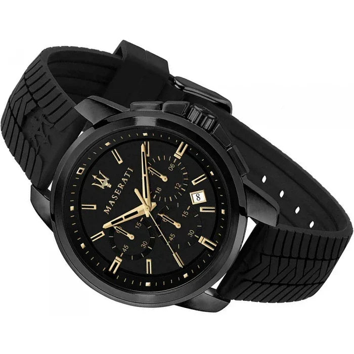  Shop Authentic Maserati Successo Black Dial Black Rubber Strap Watch For Men - R8871621011 - Luxxuri