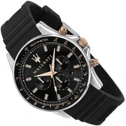  Shop Authentic Maserati SFIDA 44mm Black Silicon Chronograph Watch For Men - R8871640002 - Luxxuri