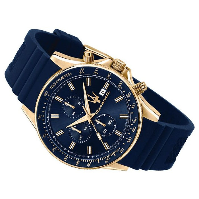  Shop Authentic Maserati SFIDA Chronograph Blue Dial Blue Rubber Strap Watch For Men - R8871640004 - Luxxuri