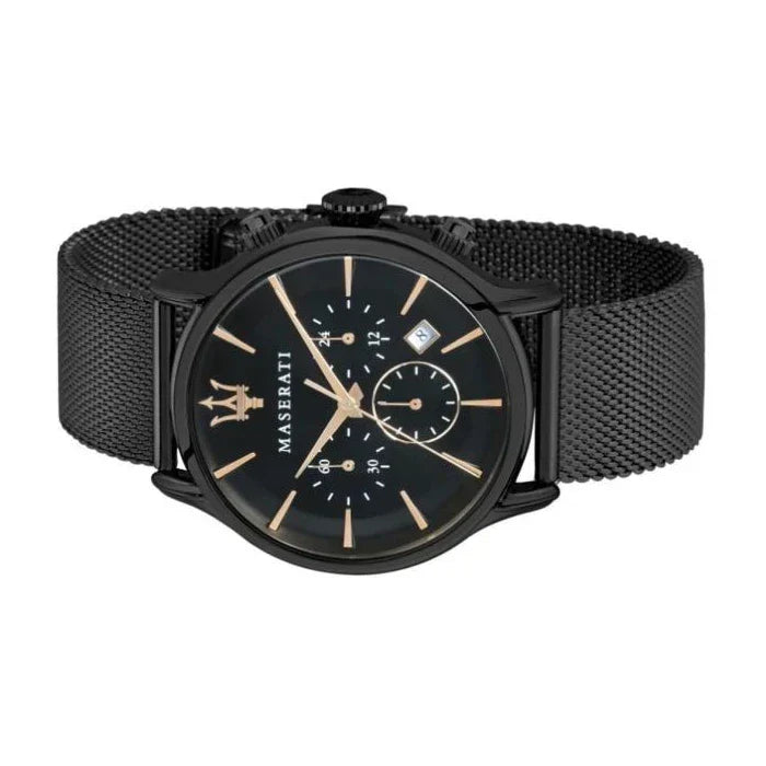  Shop Authentic Maserati Epoca 42mm Black Dial Black Mesh Bracelet Watch For Men - R8873618006 - Luxxuri