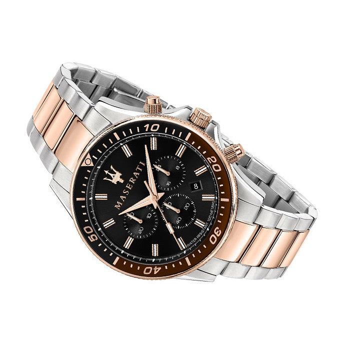  Shop Authentic Maserati SFIDA Chronograph Black Dial Two Tone Steel Strap Watch For Men - R8873640009 - Luxxuri
