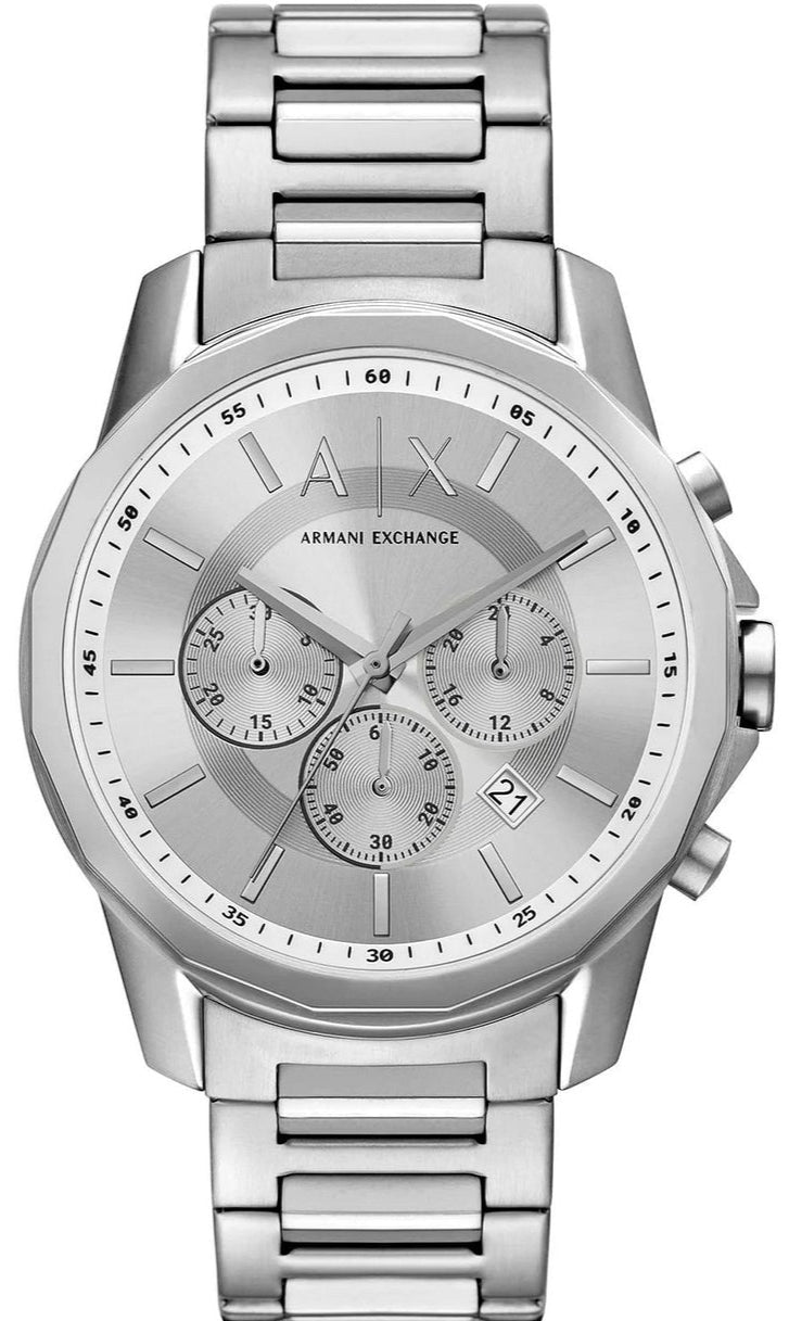  Shop Authentic Armani Exchange Outerbanks Chronograph Silver Dial Silver Steel Strap Watch For Men - AX7141 - Luxxuri