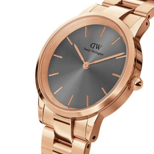  Shop Authentic Daniel Wellington Iconic Link Grey Dial Rose Gold Steel Strap Watch For Women - DW00100332 - Luxxuri
