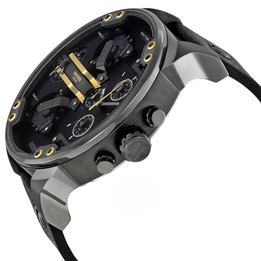  Shop Authentic Diesel Mr Daddy 2.0 Black Dial Black Leather Strap Watch For Men - DZ7348 - Luxxuri