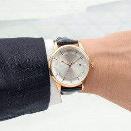  Shop Authentic Emporio Armani Classic Silver Dial Blue Leather Strap Watch For Men - AR11131 - Luxxuri