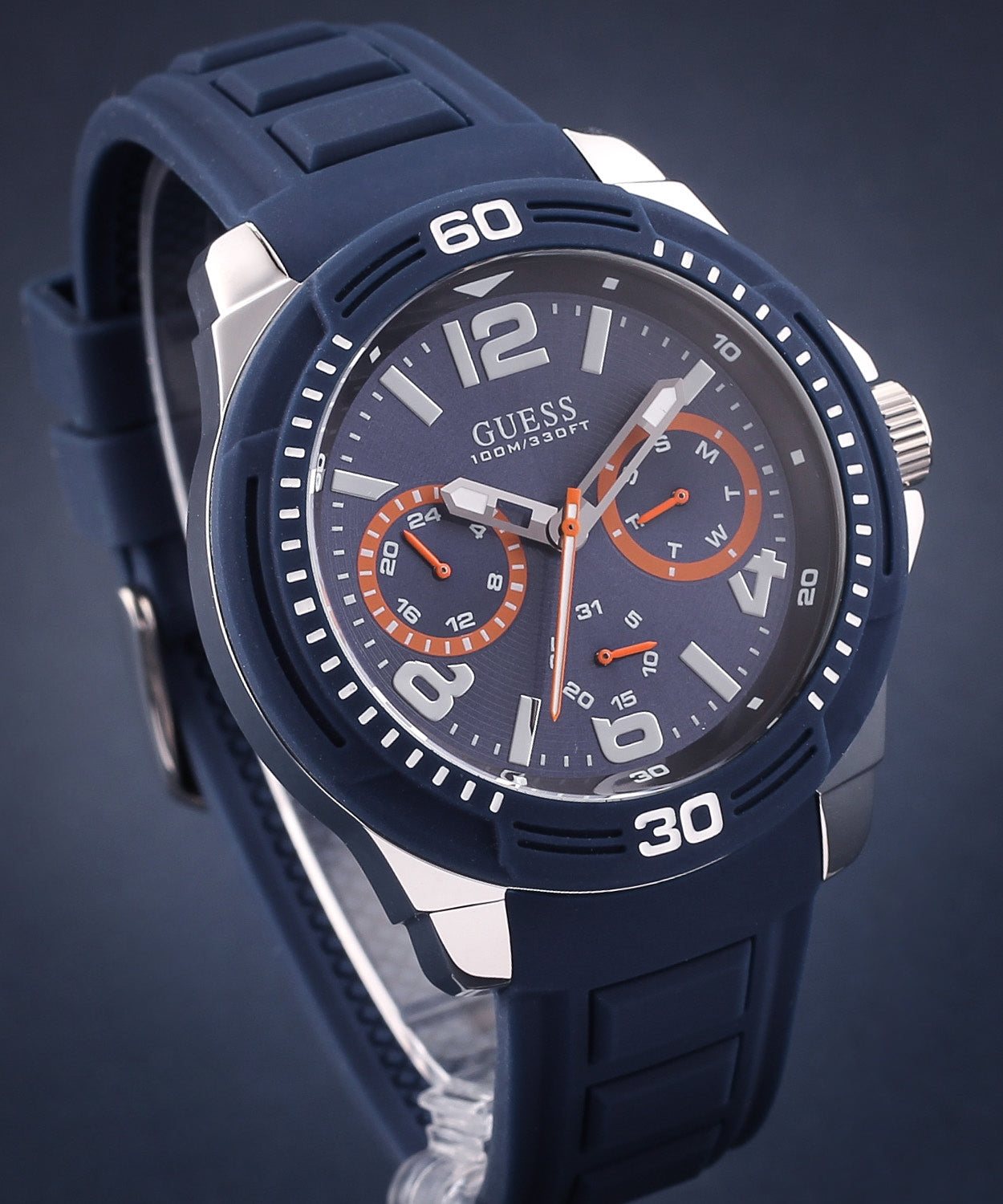 Shop Authentic Guess Trade Blue Dial Blue Silicone Strap Watch for Men - W0967G2 - Luxxuri
