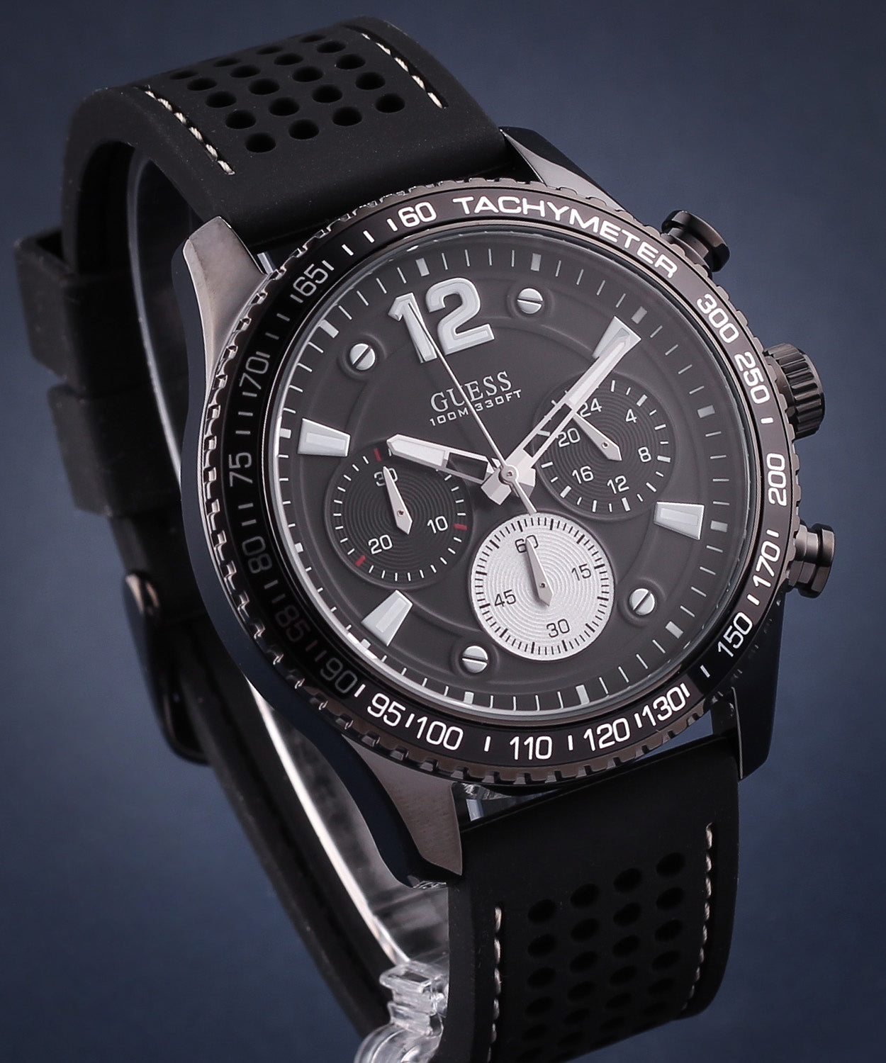  Shop Authentic Guess Fleet Chronograph Black Dial Black Rubber Strap Watch for Men - W0971G1 - Luxxuri