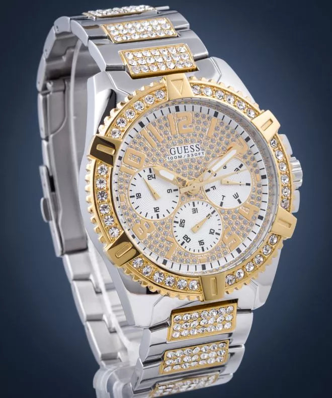  Shop Authentic Guess Frontier Chronograph Crystals Silver Dial Two Tone Steel Strap Watch for Men - W0799G4 - Luxxuri