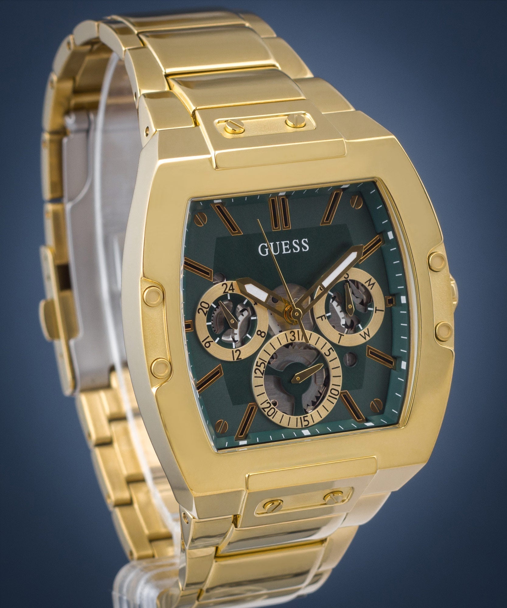  Shop Authentic Guess Phoenix Multi Function Green Dial Gold Steel Strap Watch for Men - GW0456G3 - Luxxuri