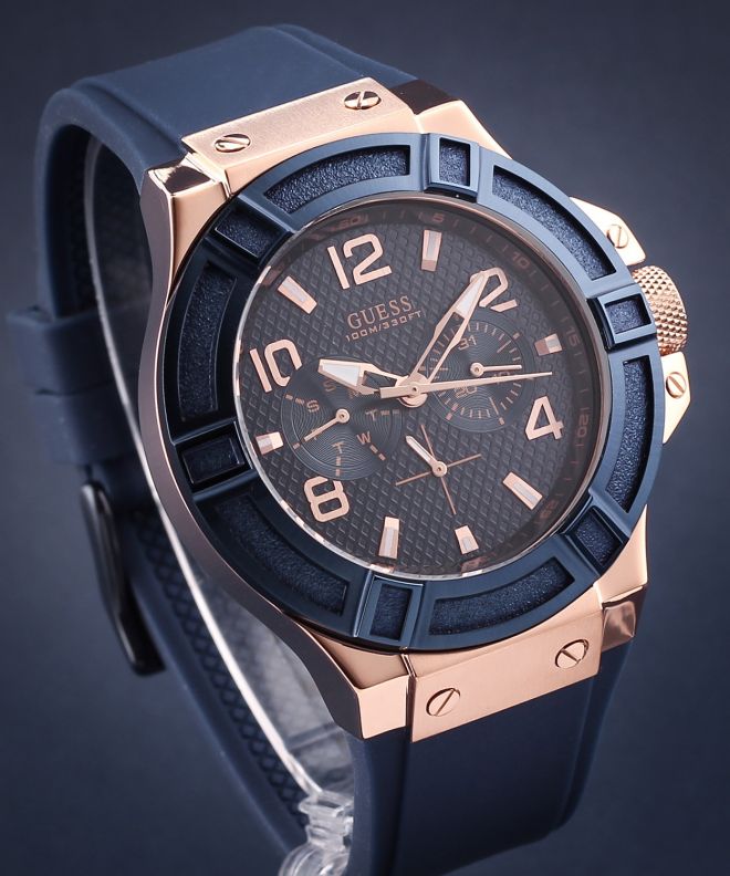  Shop Authentic Guess Rigor Blue Dial Blue Silicone Strap Watch For Men - W0247G3 - Luxxuri