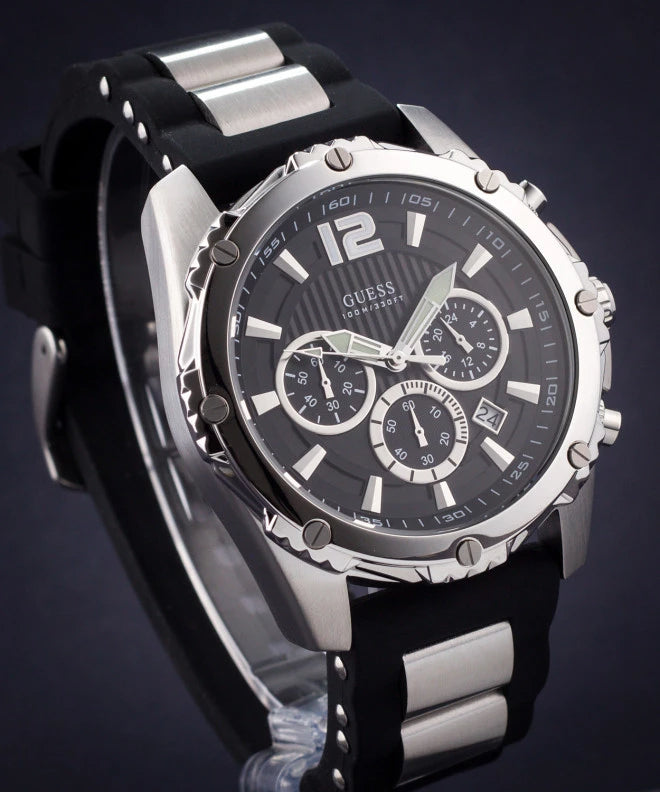  Shop Authentic Guess Intrepid Chronograph Black Dial Two Tone Steel Strap Watch for Men - W0167G1 - Luxxuri