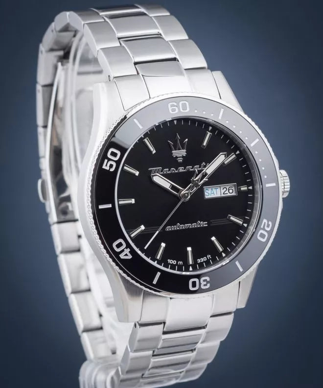  Shop Authentic Maserati Competizione Automatic Black Dial Silver Steel Strap Watch For Men - R8823100002 - Luxxuri