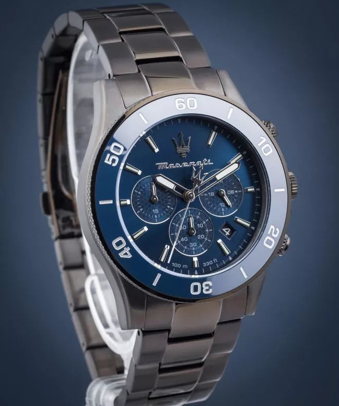  Shop Authentic Maserati Competizione Chronograph Blue Dial Black Steel Strap Watch For Men - R8873600005 - Luxxuri
