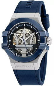  Shop Authentic Maserati Potenza Automatic Skeleton Dial Blue Rubber Strap Watch For Men - R8821108035 - Luxxuri