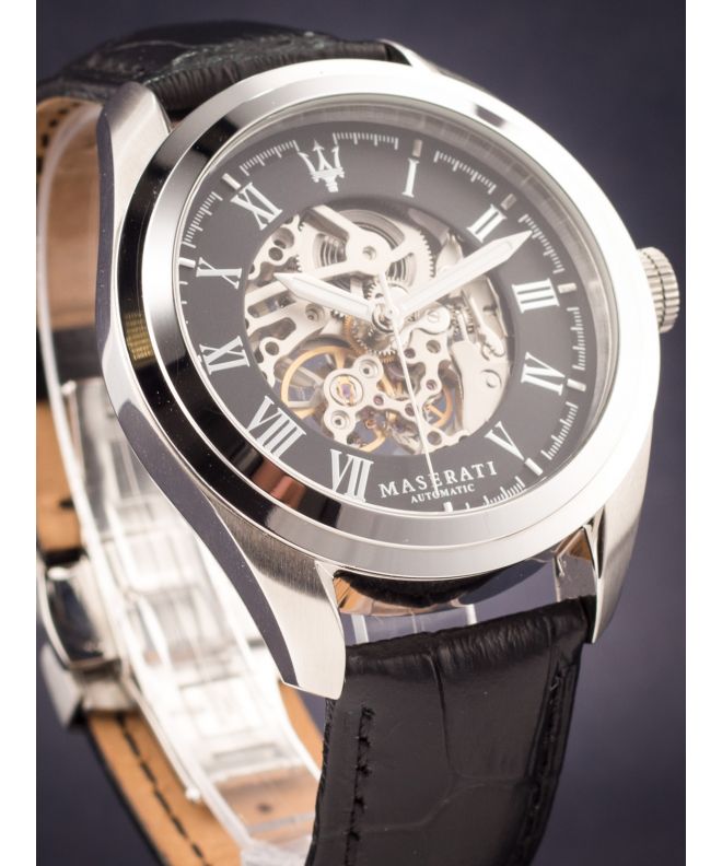  Shop Authentic Maserati Traguardo Automatic Black Dial Black Leather Strap Watch For Men - R8871612001 - Luxxuri