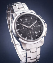  Shop Authentic Maserati Successo Chronograph Black Dial Silver Steel Strap Watch For Men - R8873621001 - Luxxuri