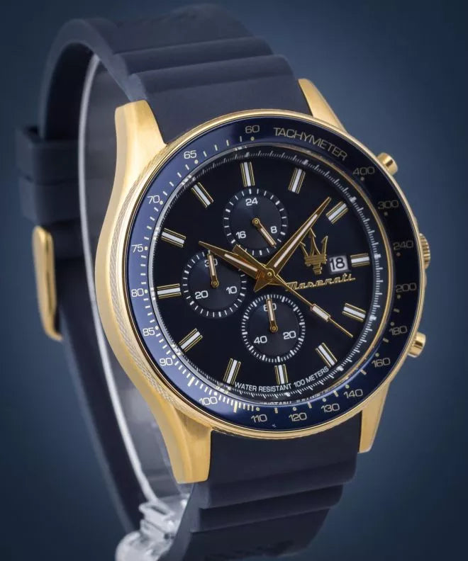  Shop Authentic Maserati SFIDA Chronograph Blue Dial Blue Rubber Strap Watch For Men - R8871640004 - Luxxuri