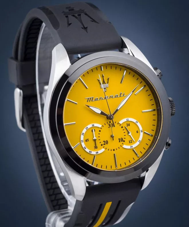  Shop Authentic Maserati Traguardo Chronograph Yellow Dial Black Silicone Strap Watch For Men - R8871612045 - Luxxuri