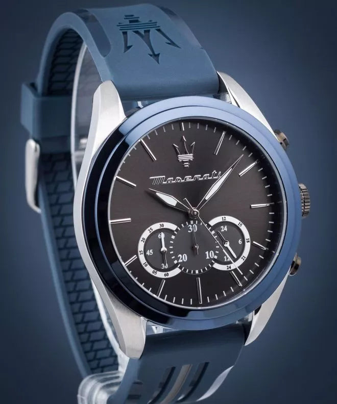  Shop Authentic Maserati Traguardo Chronograph Blue Dial Black Silicone Strap Watch For Men - R8871612046 - Luxxuri
