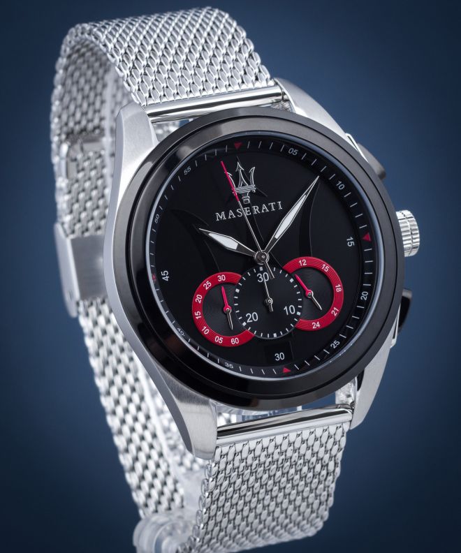  Shop Authentic Maserati Traguardo Black Dial Silver Mesh Bracelet Watch For Men - R8873612005 - Luxxuri