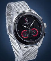  Shop Authentic Maserati Traguardo Black Dial Silver Mesh Bracelet Watch For Men - R8873612005 - Luxxuri