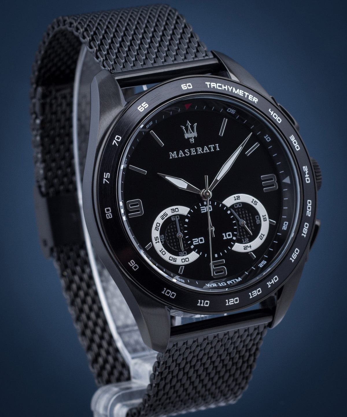  Shop Authentic Maserati Traguardo Chronograph Black Dial Black Mesh Bracelet Watch For Men - R8873612031 - Luxxuri