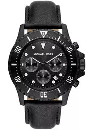  Shop Authentic Michael Kors Everest Chronograph Black Dial Black Leather Strap Watch For Men - MK9053 - Luxxuri