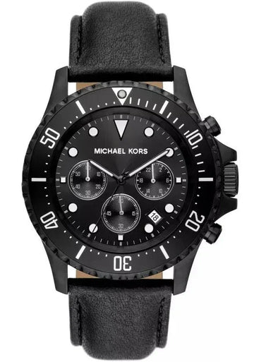  Shop Authentic Michael Kors Everest Chronograph Black Dial Black Leather Strap Watch For Men - MK9053 - Luxxuri