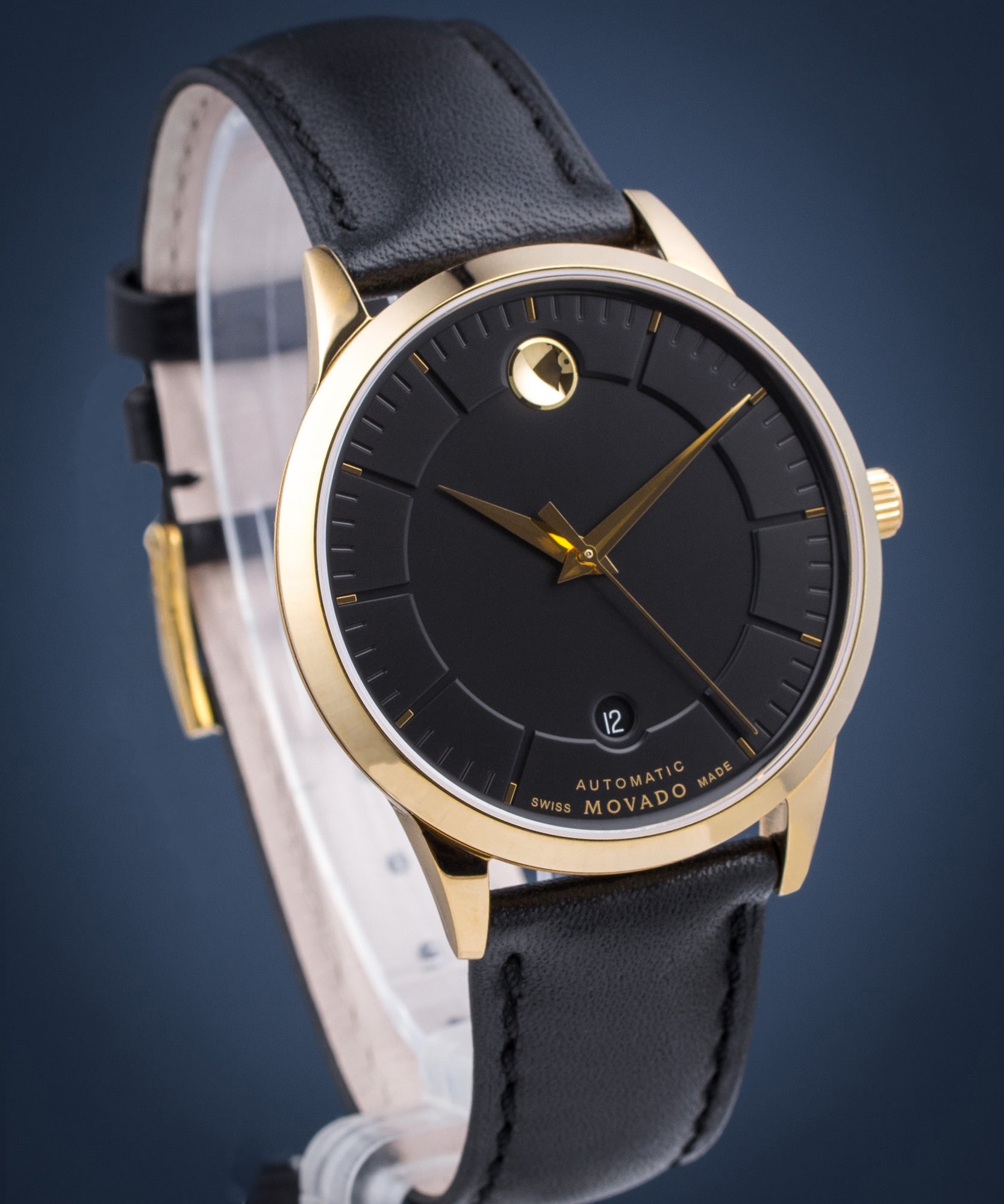  Shop Authentic Movado 1881 Automatic Black Dial Black Leather Strap Watch For Men - 606875 - Luxxuri