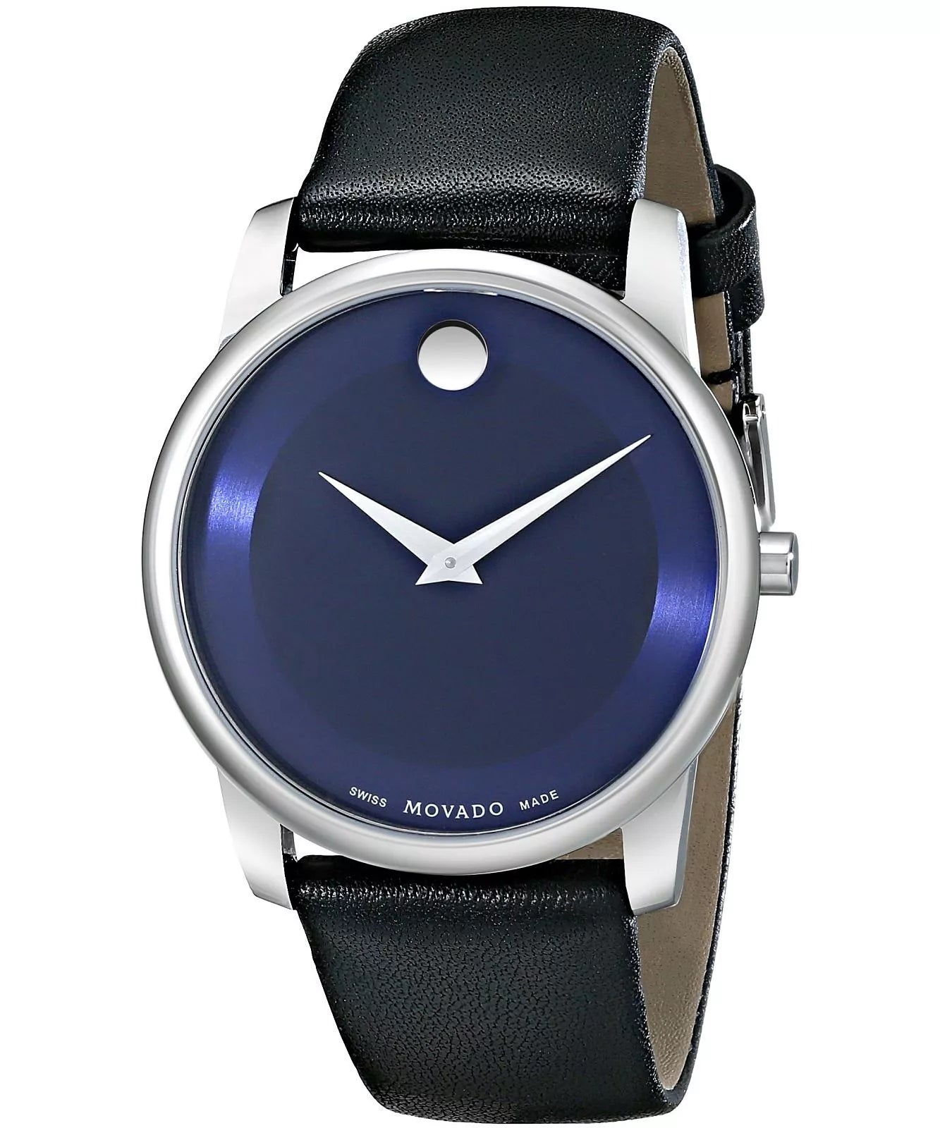  Shop Authentic Movado Museum Classic Blue Dial Black Leather Strap Watch for Men - 606610 - Luxxuri