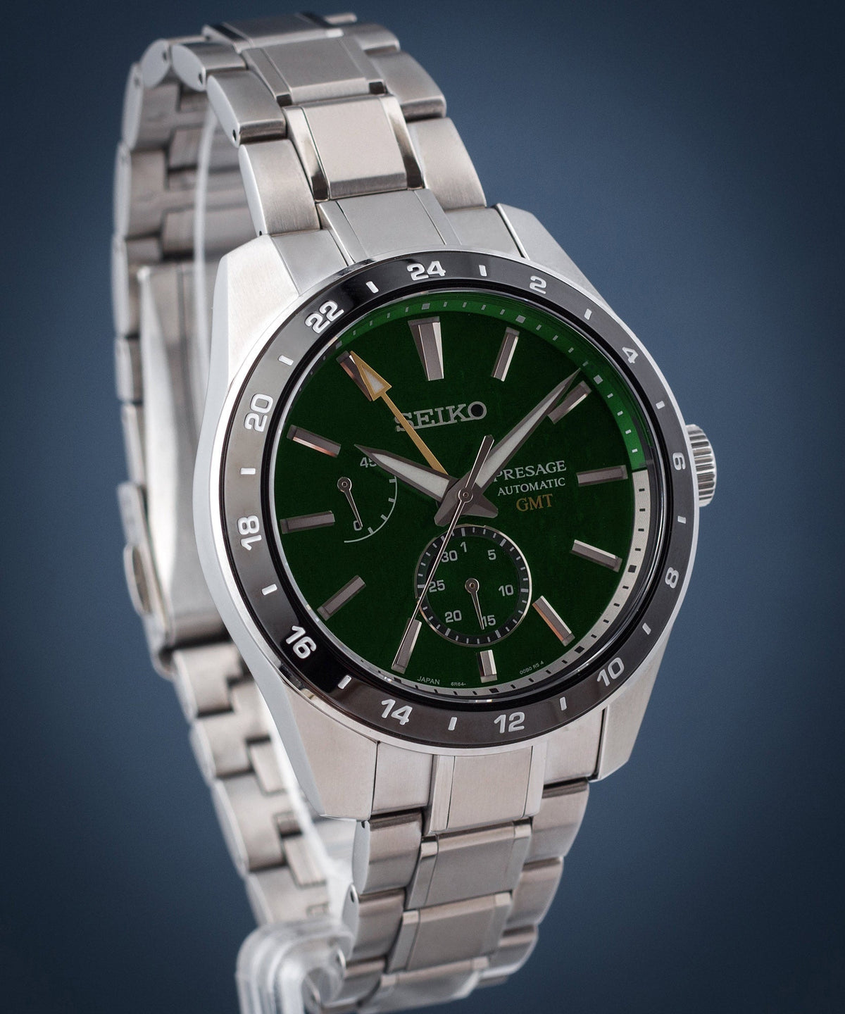  Shop Authentic Seiko Presage Sharp Edged Series GMT Green Dial Silver Steel Strap Watch For Men - SPB219J1 - Luxxuri