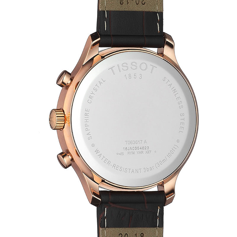  Shop Authentic Tissot T Classic Tradition Chronograph White Dial Brown Leather Strap Watch For Men - T063.617.36.037.00 - Luxxuri