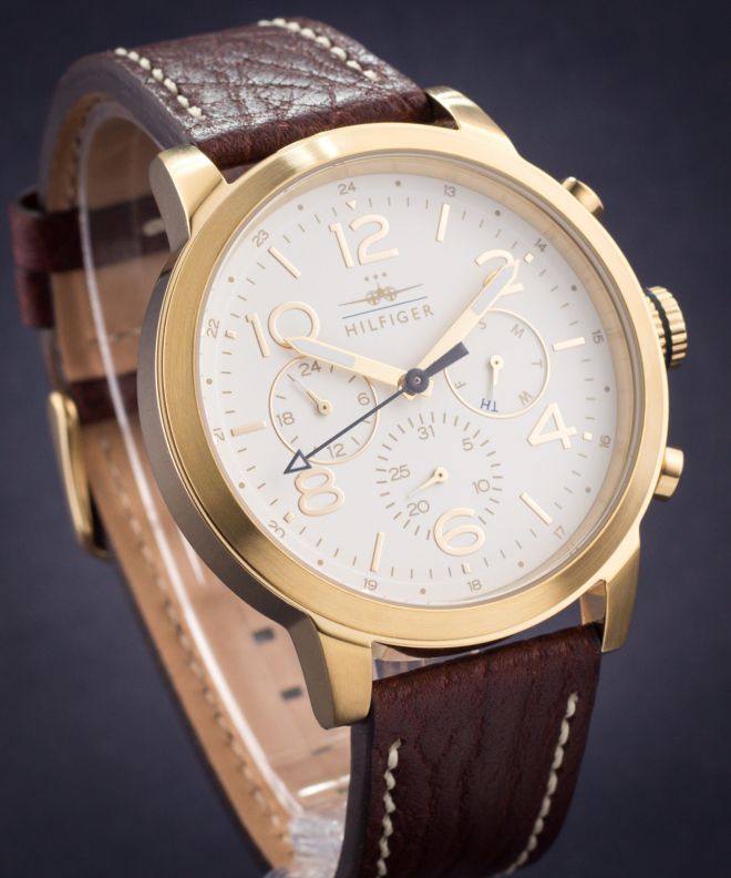  Shop Authentic Tommy Hilfiger Jake Quartz White Dial Brown Leather Strap Watch for Men - 1791231 - Luxxuri