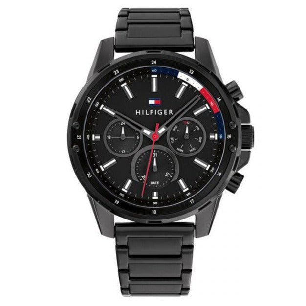  Shop Authentic Tommy Hilfiger Mason Chronograph Black Dial Black Steel Strap Watch For Men - 1791935 - Luxxuri
