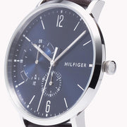  Shop Authentic Tommy Hilfiger Cooper Blue Dial Brown Leather Strap Watch for Men - 1791508 - Luxxuri