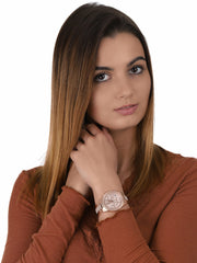  Shop Authentic Michael Kors Ritz Chronograph Rose Gold Dial Rose Gold Steel Strap Watch For Women - MK6485 - Luxxuri