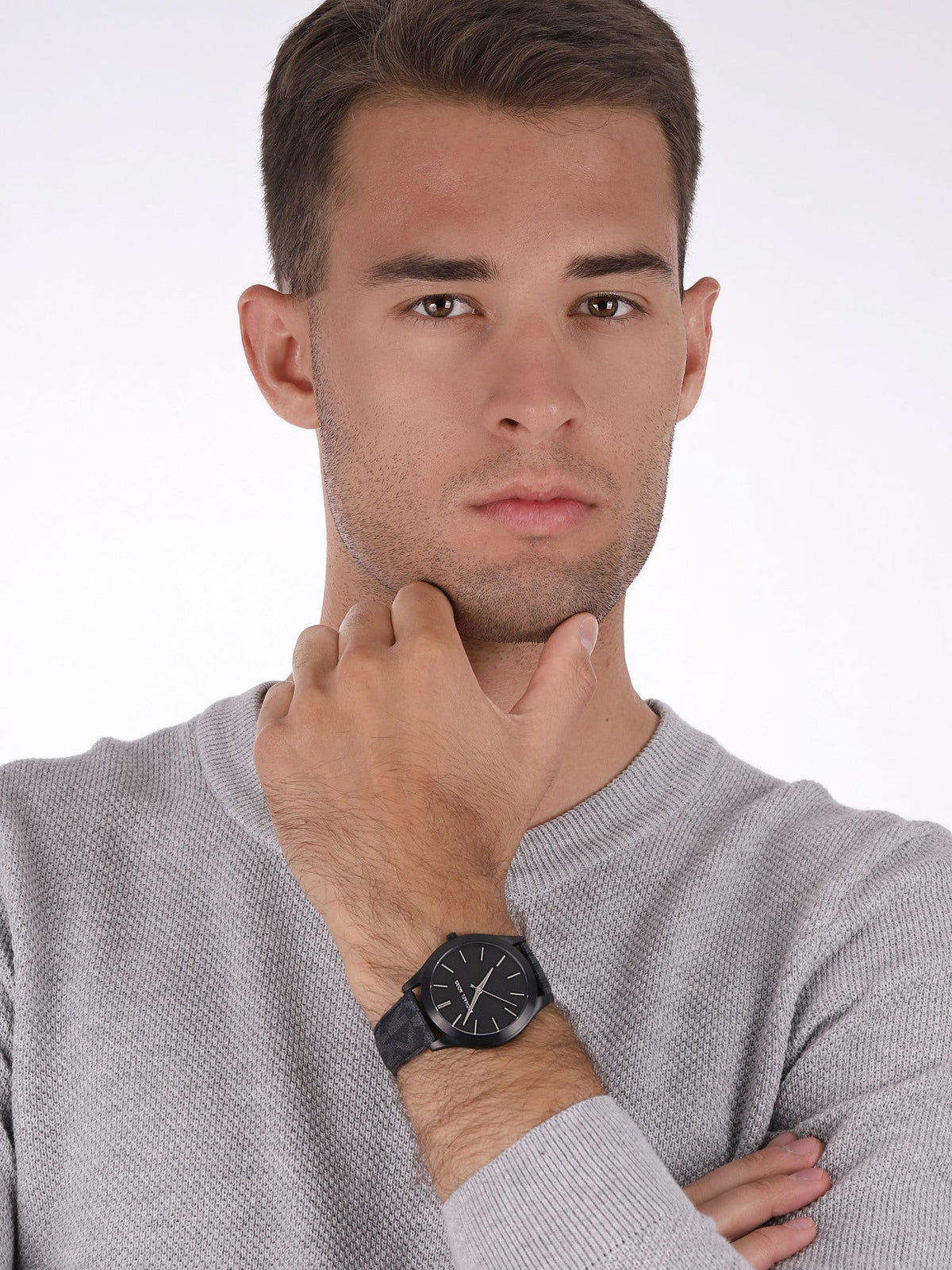  Shop Authentic Michael Kors Slim Runway Black Dial Black Leather Strap Watch For Men - MK8908 - Luxxuri